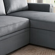 Gray velvet l-shape sleeper reversible sectional sofa with storage chaise by La Spezia additional picture 6