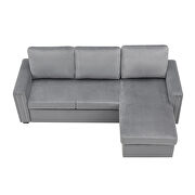 Gray velvet l-shape sleeper reversible sectional sofa with storage chaise by La Spezia additional picture 10