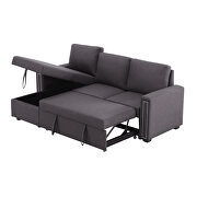 Dark gray velvet l-shape sleeper reversible sectional sofa with storage chaise by La Spezia additional picture 11