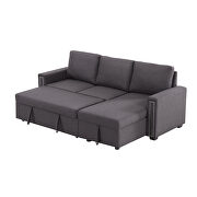 Dark gray velvet l-shape sleeper reversible sectional sofa with storage chaise by La Spezia additional picture 12