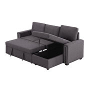 Dark gray velvet l-shape sleeper reversible sectional sofa with storage chaise by La Spezia additional picture 16