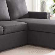 Dark gray velvet l-shape sleeper reversible sectional sofa with storage chaise by La Spezia additional picture 4