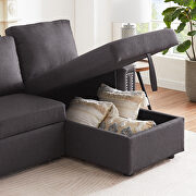 Dark gray velvet l-shape sleeper reversible sectional sofa with storage chaise by La Spezia additional picture 6