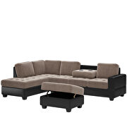 Brown velvet convertible sectional sofa with reversible chaise by La Spezia additional picture 12