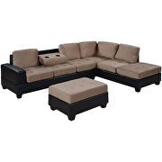 Brown velvet convertible sectional sofa with reversible chaise by La Spezia additional picture 7
