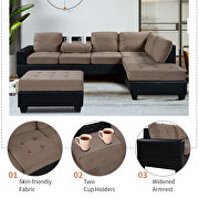 Brown velvet convertible sectional sofa with reversible chaise by La Spezia additional picture 8