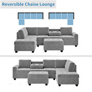 Gray velvet convertible sectional sofa with reversible chaise by La Spezia additional picture 10