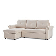 Beige linen convertible sectional l-shape corner couch sofa-bed with storage by La Spezia additional picture 13