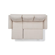 Beige linen convertible sectional l-shape corner couch sofa-bed with storage additional photo 4 of 16