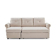 Beige linen convertible sectional l-shape corner couch sofa-bed with storage by La Spezia additional picture 8