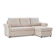Beige linen convertible sectional l-shape corner couch sofa-bed with storage by La Spezia additional picture 9