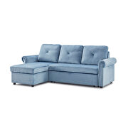 Blue velvet sleeper sofa bed convertible sectional sofa couch by La Spezia additional picture 11