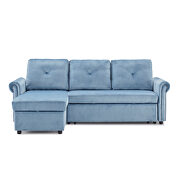 Blue velvet sleeper sofa bed convertible sectional sofa couch by La Spezia additional picture 13