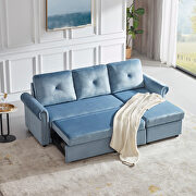 Blue velvet sleeper sofa bed convertible sectional sofa couch by La Spezia additional picture 14