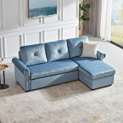 Blue velvet sleeper sofa bed convertible sectional sofa couch by La Spezia additional picture 8