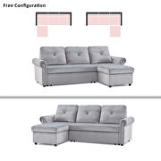 Gray velvet sleeper sofa bed convertible sectional sofa couch by La Spezia additional picture 15