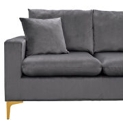 Elegant gray velvet upholstery l-shape sectional sofa with ottoman by La Spezia additional picture 11