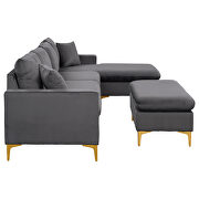 Elegant gray velvet upholstery l-shape sectional sofa with ottoman by La Spezia additional picture 13