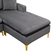 Elegant gray velvet upholstery l-shape sectional sofa with ottoman by La Spezia additional picture 14