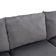 Elegant gray velvet upholstery l-shape sectional sofa with ottoman by La Spezia additional picture 3