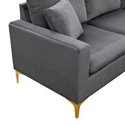 Elegant gray velvet upholstery l-shape sectional sofa with ottoman by La Spezia additional picture 5