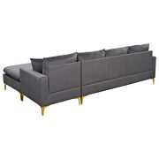 Elegant gray velvet upholstery l-shape sectional sofa with ottoman by La Spezia additional picture 6