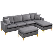 Elegant gray velvet upholstery l-shape sectional sofa with ottoman by La Spezia additional picture 8