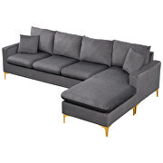 Elegant gray velvet upholstery l-shape sectional sofa with ottoman by La Spezia additional picture 9