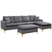 Elegant gray velvet upholstery l-shape sectional sofa with ottoman by La Spezia additional picture 10