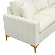 Elegant cream velvet upholstery l-shape sectional sofa with ottoman by La Spezia additional picture 14