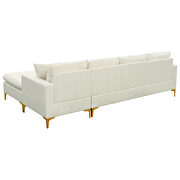 Elegant cream velvet upholstery l-shape sectional sofa with ottoman by La Spezia additional picture 15