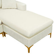 Elegant cream velvet upholstery l-shape sectional sofa with ottoman by La Spezia additional picture 3