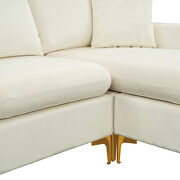 Elegant cream velvet upholstery l-shape sectional sofa with ottoman by La Spezia additional picture 4