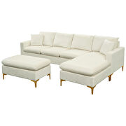 Elegant cream velvet upholstery l-shape sectional sofa with ottoman by La Spezia additional picture 6