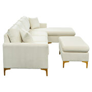 Elegant cream velvet upholstery l-shape sectional sofa with ottoman by La Spezia additional picture 8