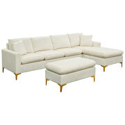 Elegant cream velvet upholstery l-shape sectional sofa with ottoman by La Spezia additional picture 10