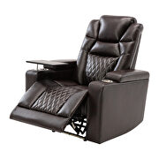 Brown metal and wood power motion recliner with usb charging port and 360° swivel tray table by La Spezia additional picture 13