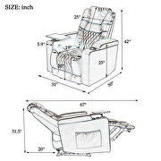 Brown metal and wood power motion recliner with usb charging port and 360° swivel tray table by La Spezia additional picture 6