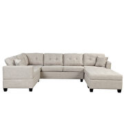 Beige linen oversized sectional u-shaped sofa with storage ottoman by La Spezia additional picture 14