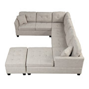 Beige linen oversized sectional u-shaped sofa with storage ottoman by La Spezia additional picture 4