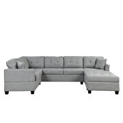 Light gray linen oversized sectional u-shaped sofa with storage ottoman by La Spezia additional picture 2