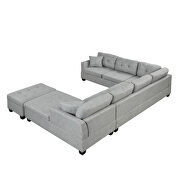 Light gray linen oversized sectional u-shaped sofa with storage ottoman by La Spezia additional picture 18