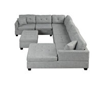 Light gray linen oversized sectional u-shaped sofa with storage ottoman by La Spezia additional picture 20