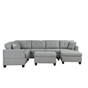 Light gray linen oversized sectional u-shaped sofa with storage ottoman by La Spezia additional picture 3