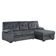 Gray fabric upholstery sleeper sectional sofa with storage chaise and cup holder by La Spezia additional picture 16
