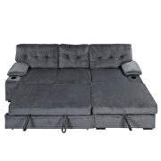 Gray fabric upholstery sleeper sectional sofa with storage chaise and cup holder by La Spezia additional picture 17