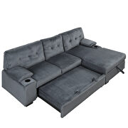 Gray fabric upholstery sleeper sectional sofa with storage chaise and cup holder by La Spezia additional picture 18