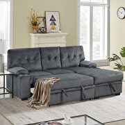 Gray fabric upholstery sleeper sectional sofa with storage chaise and cup holder by La Spezia additional picture 3