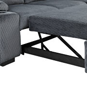 Gray fabric upholstery sleeper sectional sofa with storage chaise and cup holder by La Spezia additional picture 8