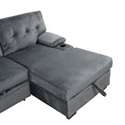 Gray fabric upholstery sleeper sectional sofa with storage chaise and cup holder by La Spezia additional picture 10